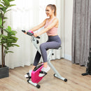 SPORTNOW Folding Exercise Bike with Heart-Rate Sensor for Home Use, Pink/White