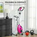 SPORTNOW Folding Exercise Bike with Heart-Rate Sensor for Home Use, Pink/White