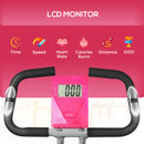 SPORTNOW Folding Exercise Bike with Heart-Rate Sensor for Home Use, Pink/White