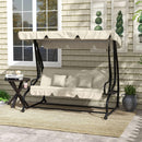 Outsunny 2-in-1 Garden Swing Chair for 3 Person w/ Adjustable Canopy, Cream
