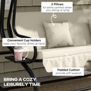 Outsunny 2-in-1 Garden Swing Chair for 3 Person w/ Adjustable Canopy, Cream