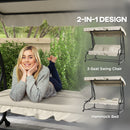 Outsunny 2-in-1 Garden Swing Chair for 3 Person w/ Adjustable Canopy, Cream