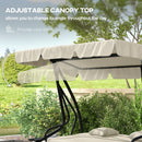 Outsunny 2-in-1 Garden Swing Chair for 3 Person w/ Adjustable Canopy, Cream