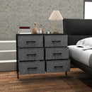 HOMCOM 6 Drawer Fabric Chest of Drawers w/ Wooden Top for Hallway