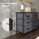 HOMCOM 6 Drawer Fabric Chest of Drawers w/ Wooden Top for Hallway