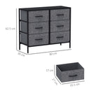 HOMCOM 6 Drawer Fabric Chest of Drawers w/ Wooden Top for Hallway