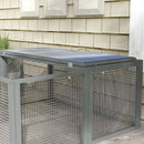 PawHut Wooden Folding Rabbit Run for 2-3 Rabbits, Guinea Pig, Grey