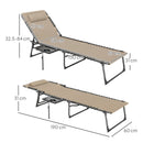 Outsunny Folding Sun Lounger with 5-Level Reclining Back, Side Table