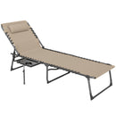 Outsunny Folding Sun Lounger with 5-Level Reclining Back, Side Table