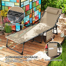 Outsunny Folding Sun Lounger with 5-Level Reclining Back, Side Table