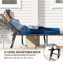 Outsunny Folding Sun Lounger with 5-Level Reclining Back, Side Table