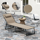 Outsunny Folding Sun Lounger with 5-Level Reclining Back, Side Table