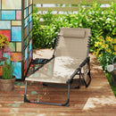 Outsunny Folding Sun Lounger with 5-Level Reclining Back, Side Table