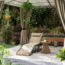 Outsunny Folding Sun Lounger with 5-Level Reclining Back, Side Table