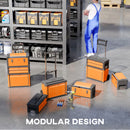 HOMCOM 3-Tier Tool Box With Wheels, Stackable Steel Toolbox