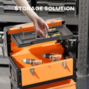 HOMCOM 3-Tier Tool Box With Wheels, Stackable Steel Toolbox