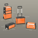 HOMCOM 3-Tier Tool Box With Wheels, Stackable Steel Toolbox