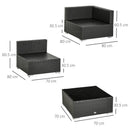 Outsunny Outdoor Rattan Furniture Sectional Sofa Set 7 Piece - Brown & Cream