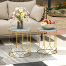 Outsunny Nesting Small Garden Table Set of 2 with Marble Effect Top
