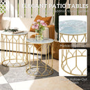 Outsunny Nesting Small Garden Table Set of 2 with Marble Effect Top