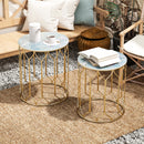Outsunny Nesting Small Garden Table Set of 2 with Marble Effect Top