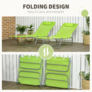 Outsunny 2 Piece Folding Sun Loungers with Adjustable Backrest, Pillow, Green