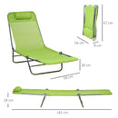 Outsunny 2 Piece Folding Sun Loungers with Adjustable Backrest, Pillow, Green