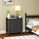 HOMCOM Fluted Bedroom Chest of Drawers w/ 5 Drawers Gold Tone Handles