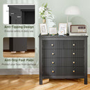 HOMCOM Fluted Bedroom Chest of Drawers w/ 5 Drawers Gold Tone Handles