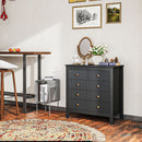 HOMCOM Fluted Bedroom Chest of Drawers w/ 5 Drawers Gold Tone Handles