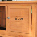 PawHut Wooden Rabbit Hutch, Antiseptic Outdoor, for 1-2 Rabbits - Orange