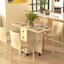 HOMCOM Folding Dining Table, Drop Leaf Table With Drawers Distressed