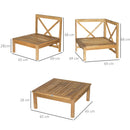 Outsunny 6 PCS Elegant Wood Frame Outdoor Patio Dining Set Cushions Coffee Table