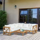 Outsunny 6 PCS Elegant Wood Frame Outdoor Patio Dining Set Cushions Coffee Table