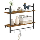HOMCOM Wall Shelf Unit with 4 Hooks for Living Room, Entryway