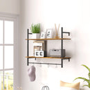 HOMCOM Wall Shelf Unit with 4 Hooks for Living Room, Entryway
