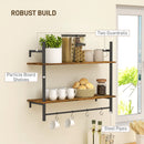 HOMCOM Wall Shelf Unit with 4 Hooks for Living Room, Entryway