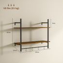 HOMCOM Wall Shelf Unit with 4 Hooks for Living Room, Entryway