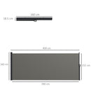 Outsunny Side Awning Retractable, Privacy Screen, 400x160cm