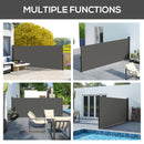 Outsunny Side Awning Retractable, Privacy Screen, 400x160cm