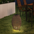 Outsunny Rattan Solar Lamp, Auto On/Off Garden Lantern