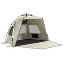 Outsunny Pop Up Beach Tent For 2-3 Person With Carry Bag, UPF15+, Khaki