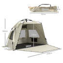 Outsunny Pop Up Beach Tent For 2-3 Person With Carry Bag, UPF15+, Khaki