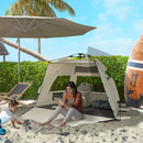 Outsunny Pop Up Beach Tent For 2-3 Person With Carry Bag, UPF15+, Khaki