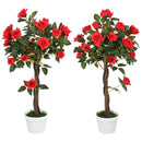 Outsunny Set of 2 90cm Artificial Rose Tree, Fake Decorative Plant