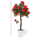 Outsunny Set of 2 90cm Artificial Rose Tree, Fake Decorative Plant