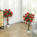 Outsunny Set of 2 90cm Artificial Rose Tree, Fake Decorative Plant