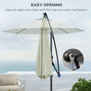 Outsunny 3(m) Cantilever Parasol with Cross Base, Crank Handle, Tilt