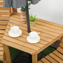 Outsunny Wooden Garden Love Seat w/ Coffee Table Partner Bench Tan Brown