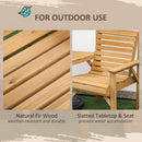 Outsunny Wooden Garden Love Seat w/ Coffee Table Partner Bench Tan Brown